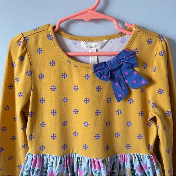 Matilda Jane 6 Choose Your Own Path Gold Star Pencil Dress Mustard Yellow Floral - Picture 2 of 10